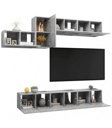 vidaXL 7 Piece TV Cabinet Set Concrete Grey Engineered Wood