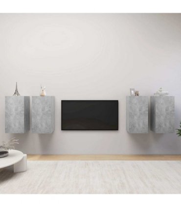 vidaXL 4 Piece TV Cabinet Set Concrete Grey 30,5x30x60 cm Engineered Wood