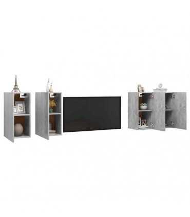 vidaXL 4 Piece TV Cabinet Set Concrete Grey 30,5x30x60 cm Engineered Wood