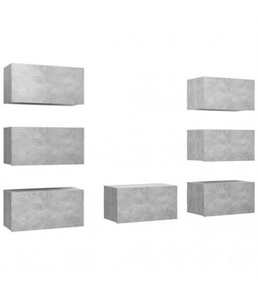 vidaXL 7 Piece TV Cabinet Set Concrete Grey 30,5x30x60 cm Engineered Wood