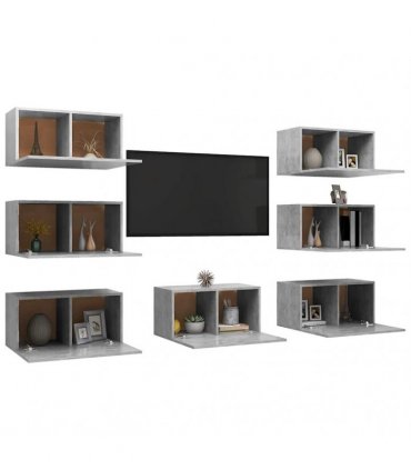 vidaXL 7 Piece TV Cabinet Set Concrete Grey 30,5x30x60 cm Engineered Wood