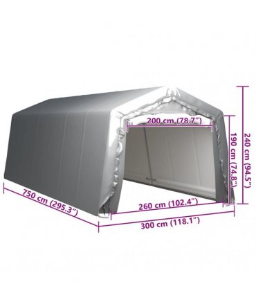 vidaXL Storage Tent 300x750 cm Steel Grey