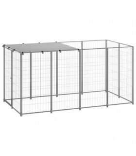 vidaXL Dog Kennel Silver 2,42 m² Steel