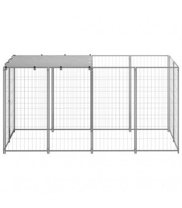 vidaXL Dog Kennel Silver 2,42 m² Steel