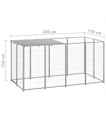 vidaXL Dog Kennel Silver 2,42 m² Steel