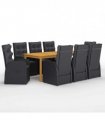 vidaXL 9 Piece Garden Dining Set with Cushions Black Poly Rattan