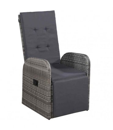 vidaXL 3 Piece Garden Dining Set with Cushions Grey Poly Rattan
