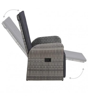 vidaXL 3 Piece Garden Dining Set with Cushions Grey Poly Rattan