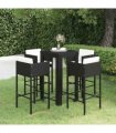 vidaXL 5 Piece Garden Bar Set with Cushions Poly Rattan Black