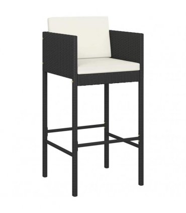 vidaXL 5 Piece Garden Bar Set with Cushions Poly Rattan Black