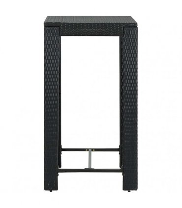 vidaXL 5 Piece Garden Bar Set with Cushions Poly Rattan Black