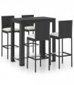 vidaXL 5 Piece Garden Bar Set with Cushions Poly Rattan Black