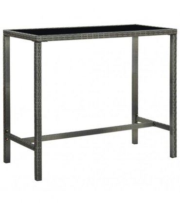 vidaXL 5 Piece Garden Bar Set with Cushions Poly Rattan Grey