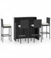 vidaXL 5 Piece Garden Bar Set with Cushions Poly Rattan Black