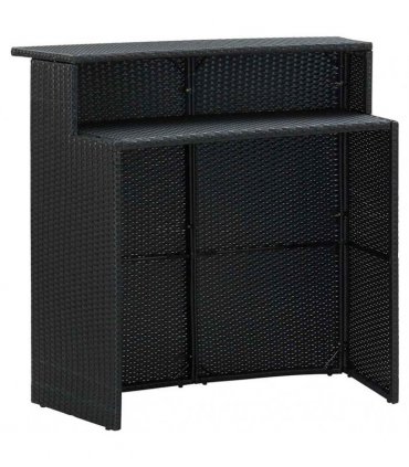 vidaXL 5 Piece Garden Bar Set with Cushions Poly Rattan Black