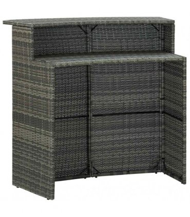 vidaXL 5 Piece Garden Bar Set with Cushions Poly Rattan Grey