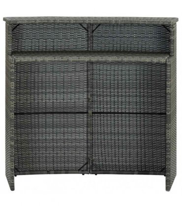 vidaXL 5 Piece Garden Bar Set with Cushions Poly Rattan Grey