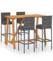 vidaXL 5 Piece Garden Bar Set with Cushions Poly Rattan Grey