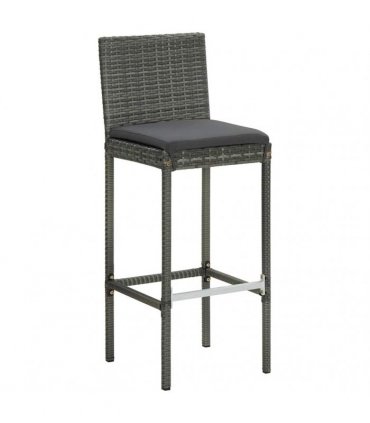 vidaXL 5 Piece Garden Bar Set with Cushions Poly Rattan Grey