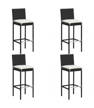 vidaXL 5 Piece Garden Bar Set with Cushions Poly Rattan Black