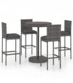 vidaXL 5 Piece Garden Bar Set with Cushions Poly Rattan Grey
