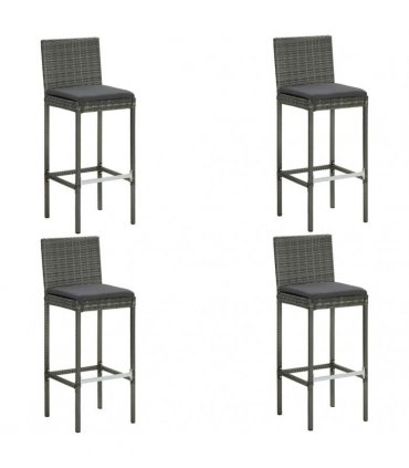 vidaXL 5 Piece Garden Bar Set with Cushions Poly Rattan Grey
