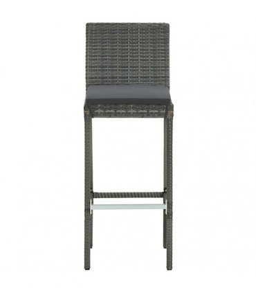 vidaXL 5 Piece Garden Bar Set with Cushions Poly Rattan Grey