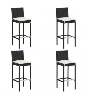 vidaXL 5 Piece Garden Bar Set with Cushions Poly Rattan Black