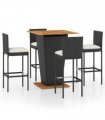 vidaXL 5 Piece Garden Bar Set with Cushions Poly Rattan Black