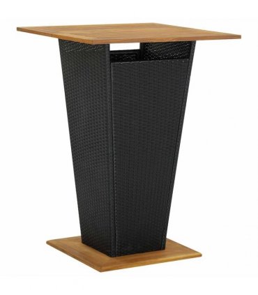 vidaXL 9 Piece Garden Bar Set with Cushions Poly Rattan Black