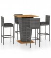 vidaXL 5 Piece Garden Bar Set with Cushions Poly Rattan Grey