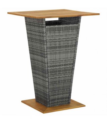 vidaXL 5 Piece Garden Bar Set with Cushions Poly Rattan Grey