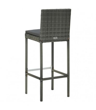 vidaXL 9 Piece Garden Bar Set with Cushions Poly Rattan Grey