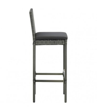vidaXL 9 Piece Garden Bar Set with Cushions Poly Rattan Grey