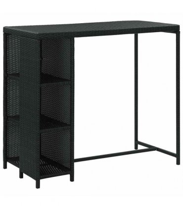 vidaXL 5 Piece Garden Bar Set with Cushions Poly Rattan Black