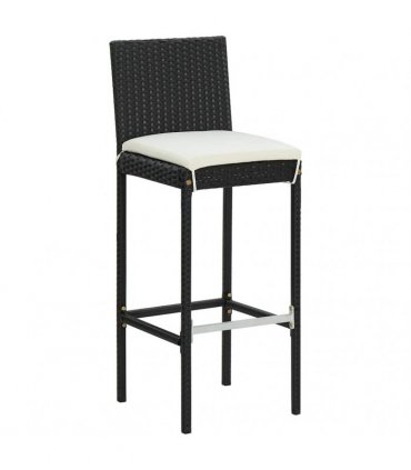 vidaXL 5 Piece Garden Bar Set with Cushions Poly Rattan Black