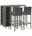vidaXL 5 Piece Garden Bar Set with Cushions Poly Rattan Grey