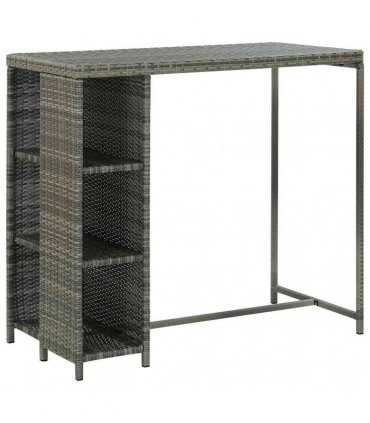 vidaXL 5 Piece Garden Bar Set with Cushions Poly Rattan Grey