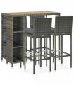 vidaXL 5 Piece Garden Bar Set with Cushions Poly Rattan Grey
