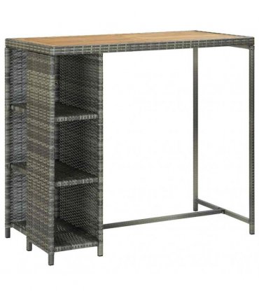 vidaXL 5 Piece Garden Bar Set with Cushions Poly Rattan Grey