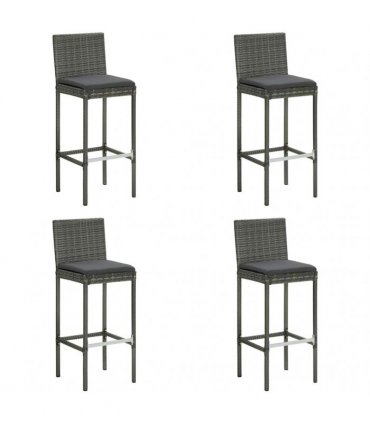 vidaXL 5 Piece Garden Bar Set with Cushions Poly Rattan Grey