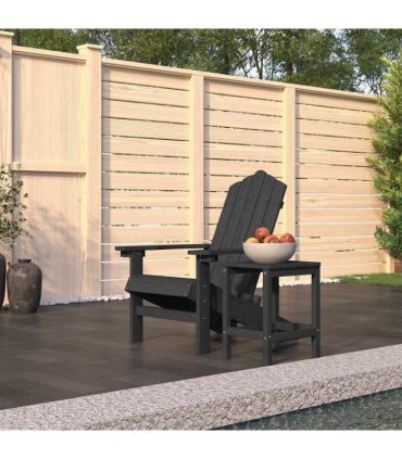 vidaXL Garden Adirondack Chair with Table HDPE Anthracite