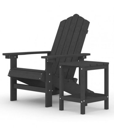 vidaXL Garden Adirondack Chair with Table HDPE Anthracite