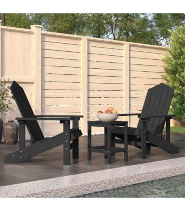vidaXL Garden Adirondack Chairs with Table HDPE Anthracite