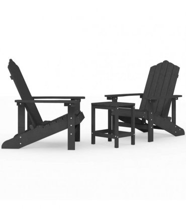 vidaXL Garden Adirondack Chairs with Table HDPE Anthracite