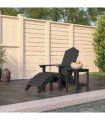 vidaXL Garden Adirondack Chair with Footstool & Table HDPE Anthracite