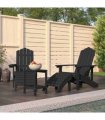 vidaXL Garden Adirondack Chairs with Footstool & Table HDPE Anthracite