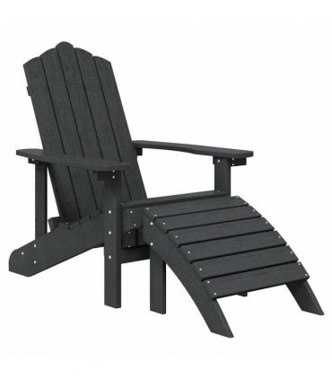 vidaXL Garden Adirondack Chairs with Footstool & Table HDPE Anthracite