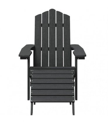 vidaXL Garden Adirondack Chairs with Footstool & Table HDPE Anthracite