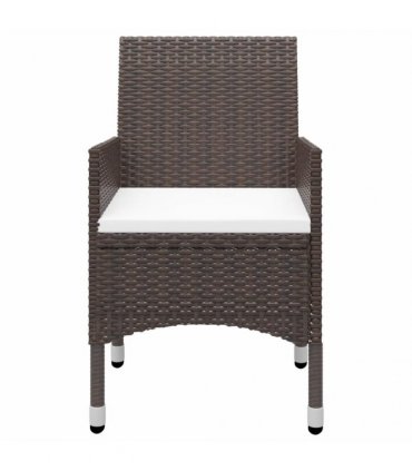 vidaXL 3 Piece Garden Dining Set with Cushions Brown